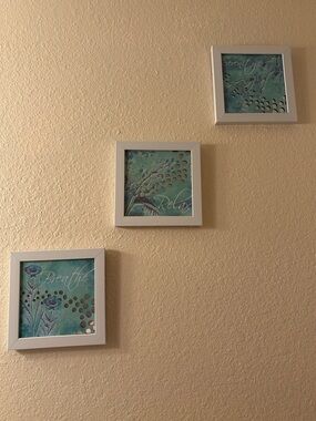 Teal Wall Art Set (3 Pieces) Relax Breathe Serenity – Gallery Wall Decor